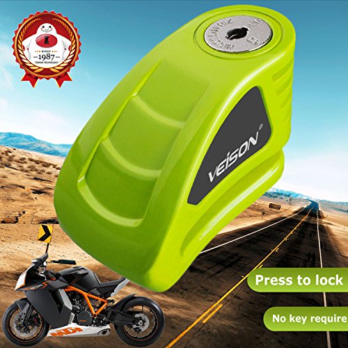 Acekit Veison Brake Disc Lock 6MM Lock Pin With Remind Cable For Motorcycle And Bicycle (Green II) - Thumbnail 3
