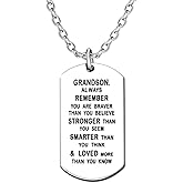 lauhonmin Dog Tag Necklace for Men Grandson Gifts from Grandpa Grandma Inspirational You are Braver Stronger Smarter than You think