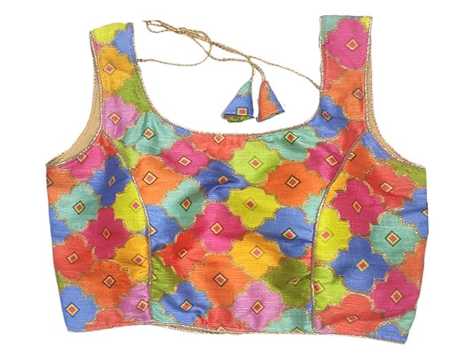 Digital Printed Sleeveless Saree Blouse