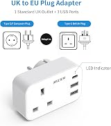 Mscien UK to EU Travel Plug Adapter USB C 2 USB A Ports Germany France Spain view 6