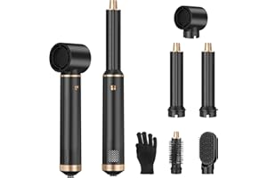 Sendowtek Hot Air Styler Brush Set for Women 5 in 1, 800W 3 Level Temp Hairdryer Comb for Rotating Curling Straightening Volumize Auto Wrap Curler Multi-Styler Hair Styling Tools for Multi Hair Home