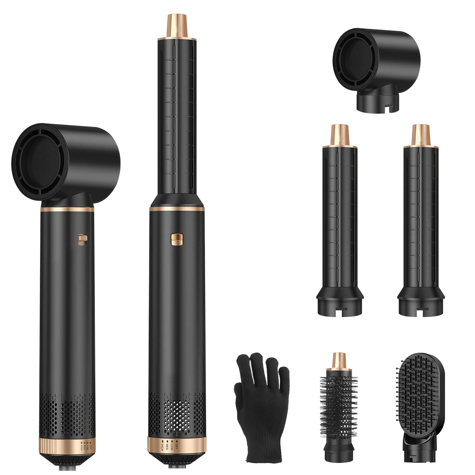 Photo 1 of Sendowtek Hot Air Styler Brush Set for Women 5 in 1, 800W 3 Level Temp Hairdryer Comb for Rotating Curling Straightening Volumize Auto Wrap Curler Multi-Styler Hair Styling Tools for Multi Hair Home