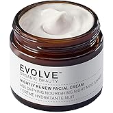 Evolve Organic Beauty - Nightly Renew Facial Cream | Nourish, Smooth, Plump, Refresh | Bio Retinol, Peony, Natural Essential Oil Blend | Small Batch, Vegan Clean Beauty (2 oz | 60 ml) Package May Vary