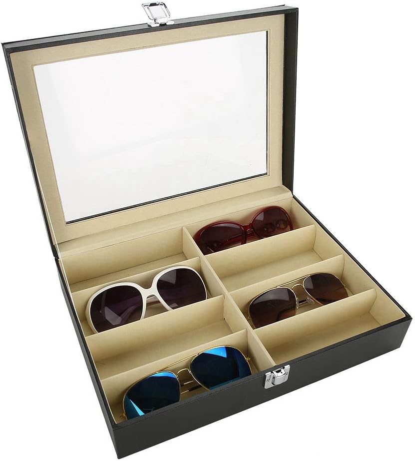 Glasses Storage Case, 8Slot PU Leather Eyeglasses Sunglasses Display