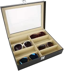 GOTOTOP Caja de almacenamiento para gafas, 8 rejillas, de ...