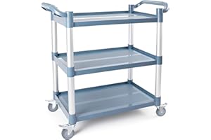 Aimoly 3-Tier Rolling Utility Cart on Wheels, 510 lbs Capacity Utility Service Cart, Commercial Kitchen Cart with 4 Lockable 
