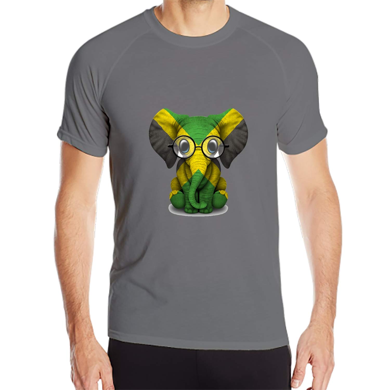  S Crewneck Gym Training Workout Cartoon Elephant T Shirt Short Sleeve Activewear Top