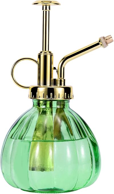 Eidoct Green Gold Glass Plant Mister Spray Bottle 7 Oz 6.5" Top Pump