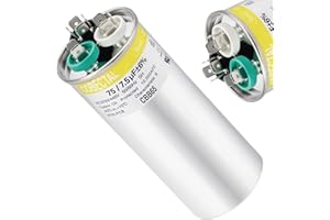 70/7.5 uF 70+7.5 MFD 370VAC/ 440 VAC Dual Run Start Round A/C capacitor CBB65B Capacitor for AC Unit Fan Motor Start or Heat Pump or Condenser Straight Cool,Air Conditioner,HVAC Capacitor byCobectal