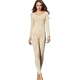 Liang Rou Women's Crewneck Long Johns Ultra Thin Modal Thermal Underwear Top & Bottom Set