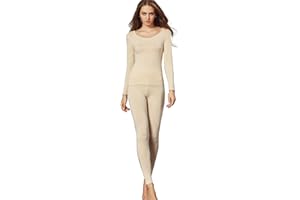 Liang Rou Women's Crewneck Long Johns Ultra Thin Modal Thermal Underwear Top & Bottom Set
