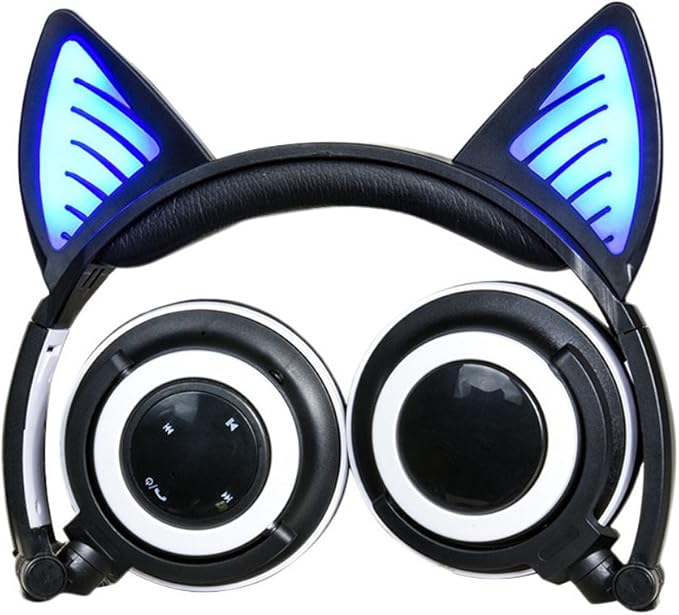 Gzcrdz Katzenohr Kopfhorer Kabellos Bluetooth Blinkend Leuchtend Cosplay Katze Faltbar Over Ear Kopfhorer Mit Led Blitzlicht Fur Iphone 7 6s Ipad Android Handy Macbook Schwarz Amazon De Elektronik