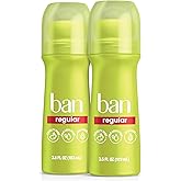 Ban Invisible Roll-On Antiperspirant Deodorant, Regular Scent, 3.5 oz, 2pk | 24-Hour Sweat &amp; Odor Protection, Roll-On Antiperspirant for Women and Men, Bulk 2-Pack Value, Invisible Dry Finish
