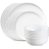 Corelle Luxe Atlas 18-Piece Dinnerware Set, Service for 6 | Lightweight, Chip-Resistant Vitrelle Glass, Dishwasher, Microwave &amp; Oven Safe, Made in USA