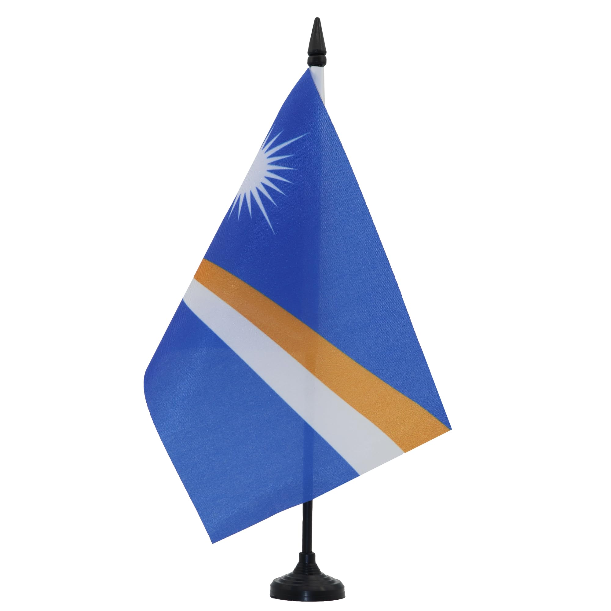 AZ FLAG Marshall Islands Table Flag 5'' x 8'' - Marshallese Office Decoration 100% Polyester 21 x 14 cm - Mini Desk Flag with Pole and Black Plastic Base