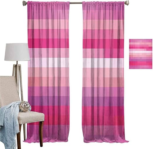Room Darkening Wide Curtains Hot Pink Abstract Art with