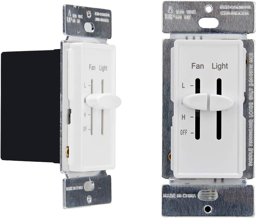 DELIXI White 3 Speed Ceiling Fan Wall Speed Control with LED Dimmer