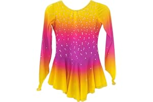 JoyCan Girl's Yellow Gradient Ice Figure Skating Dress Professional Competition Performance Costume