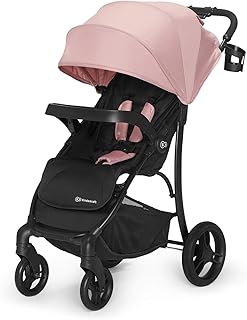 Kinderkraft Kinderwagen CRUISER, Kinderbuggy, Liegewagen, Sportwagen, Buggy, Zusammenklappen, mit Schlaffunktion, 4 Rad Dämpfung, Große Bude, Zubehör, Praktische, abnehmbare Ablage, Rosa