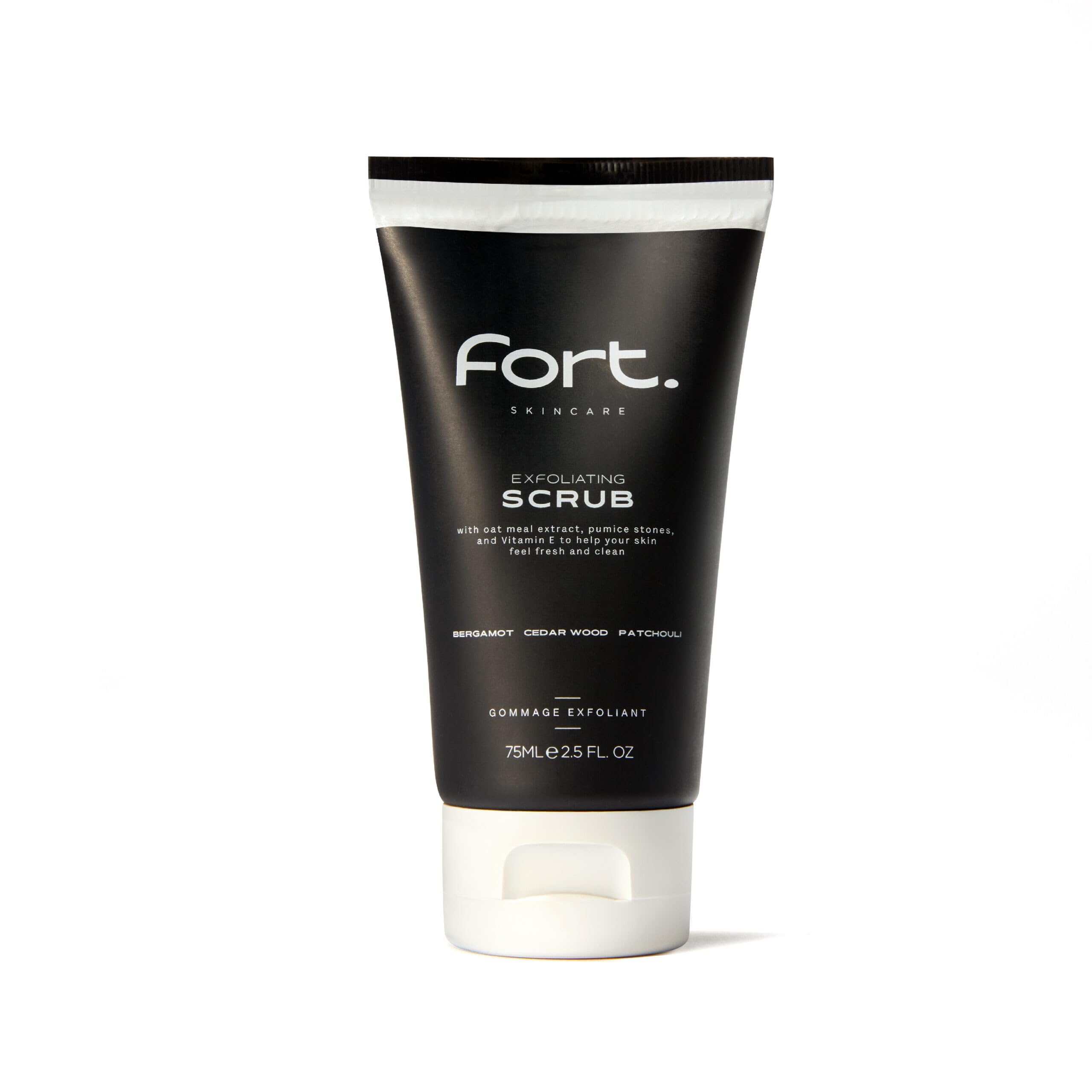 Fort Skincare - Exfoliating Face Scrub for Men - 75ml - Cleans & Refreshes Skin - Deep Pore Cleanser - Bergamot, Cedar Wood & Patchouli - with Natural Ingredients - Ideal for all Skin Types