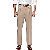 Haggar Men's Premium No Iron Khaki Classic Fit Pleat Front Pant (Regular and Big & Tall Sizes)