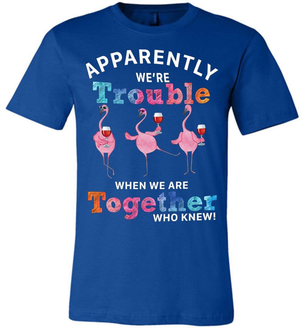 Apparently We Re Trouble When We Are Together Who Knew Flamingo Wine T Shirt