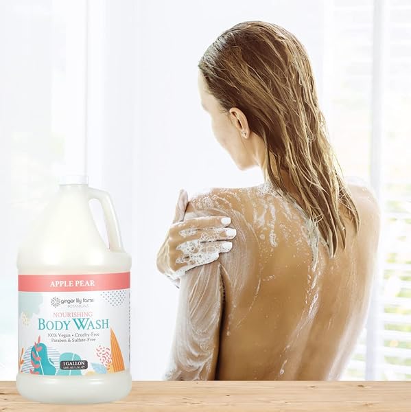 GINGER LILY FARMS BOTANICALS NOURISHING BODY WASH, 100% VEGAN & CRUELTY-FREE, APPLE PEAR SCENT, 1 GALLON REFILL (128 FL OZ)