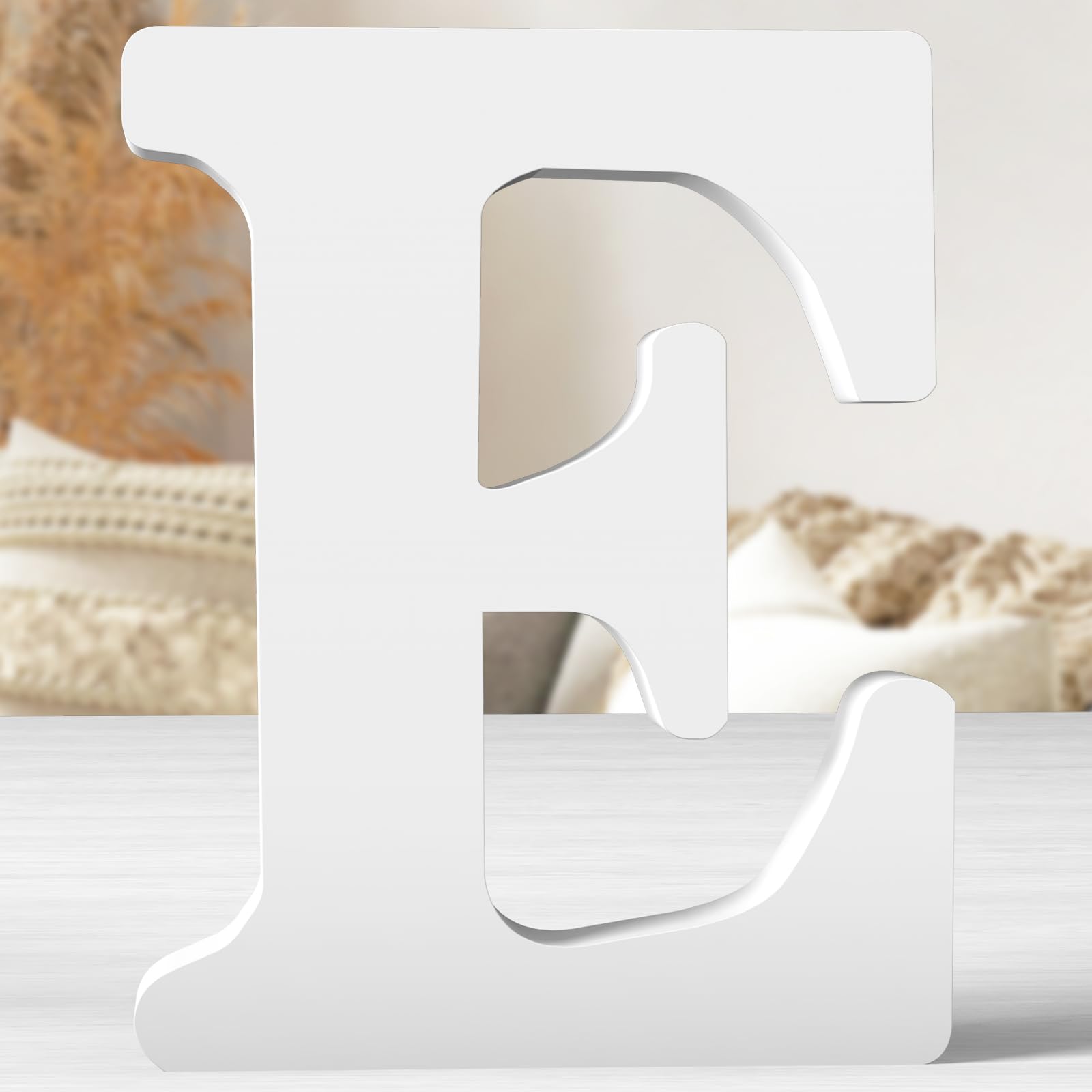 Photo 1 of Zaruatu 12 Inch White Wood Letters Unfinished Wood Letters for Wall Decor Decorative Standing Letters White Block Letters for Wall Decoration for Craft Home Party Projects (E)