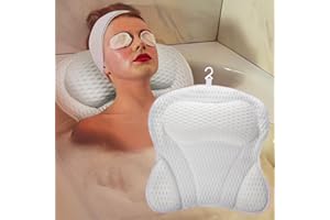 Bath Pillow for Bathtub, Non-Slip, Luxury Soft Bathtub Pillow, Bath Pillows for Tub， Neck and Back Support, 4D Air Mesh & 6 S