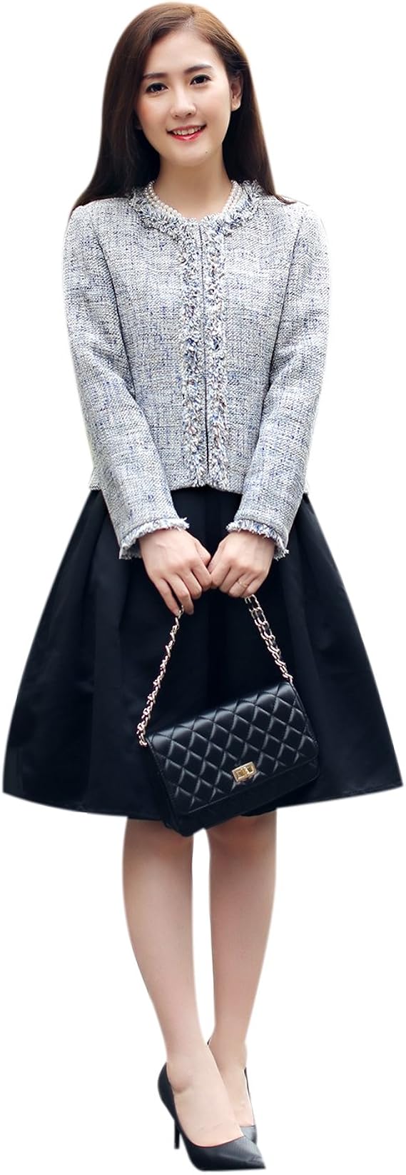 Amazon ｍｇ 複雑なニュアンスカラーを持つアンサンブルの２点ワンピーススーツセット ツイードジャケットフォーマル 入学式 入園式 卒業式 卒園式 学校行事 参観日 パーティ 七五三 お宮参り 結婚式 謝恩会 ママ １１号 ブルー スーツ 通販