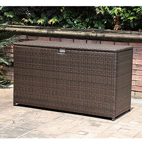 image for Patiorama Outdoor Wicker Storage Box Patio Aluminum Frame Espresso Bro