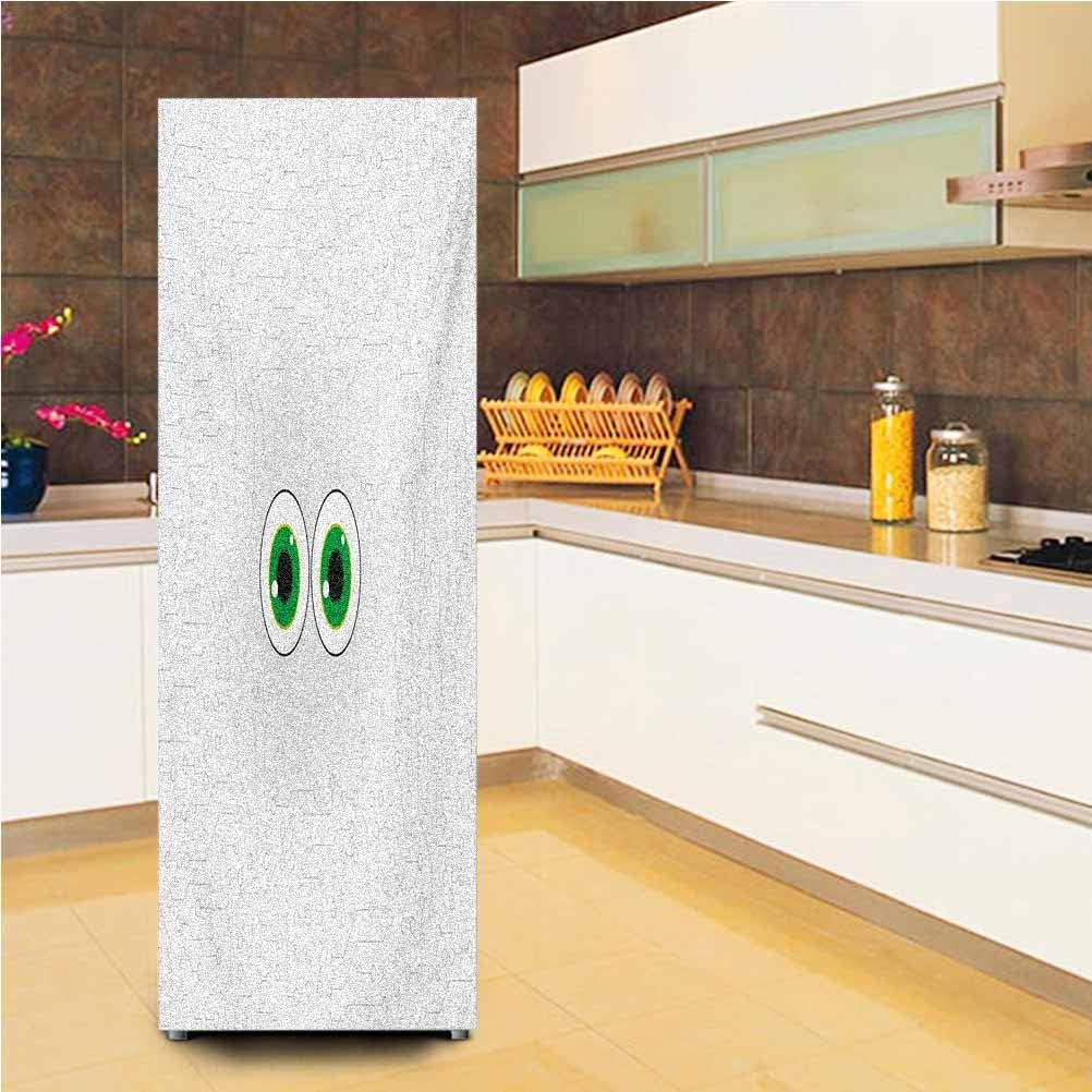 3D Door Fridge DIY Stickers,High Tech Hardware Circuit Board Backdrop with Eye Forms Digital Picture Vinyl Wallpaper Murals Stickers,24x70