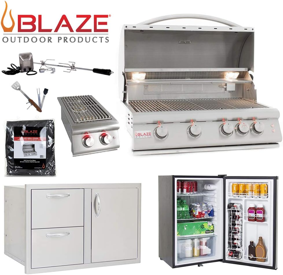 Review Blaze LTE 4Burner 32″ Propane Grill with Refrigerator, Double