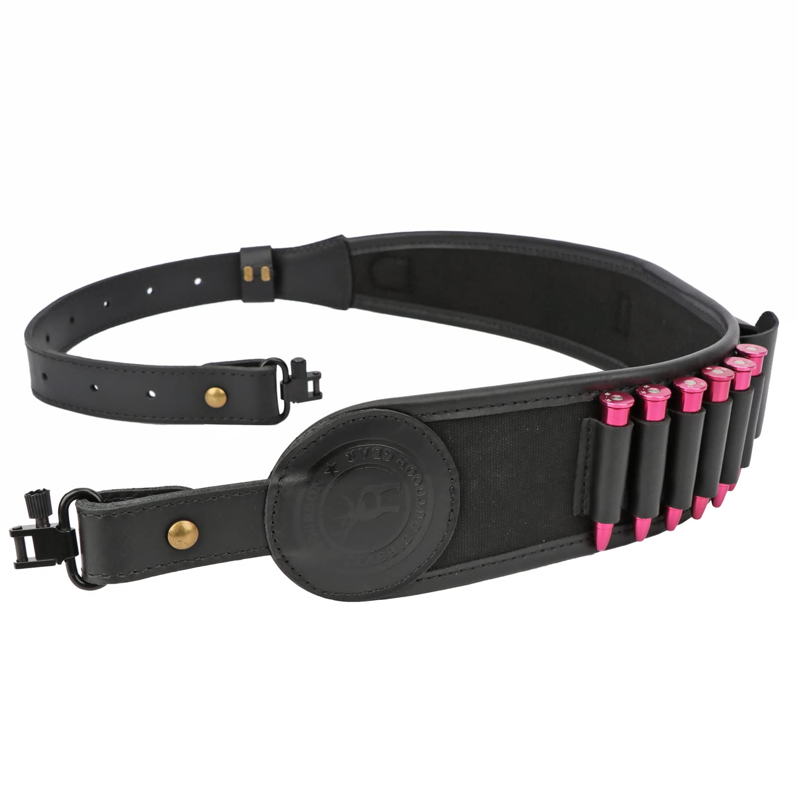 Tourbn Hunting Gun Sling 6 Shells Rifle Cartridge Belt with Rest Hole and Swivels Black