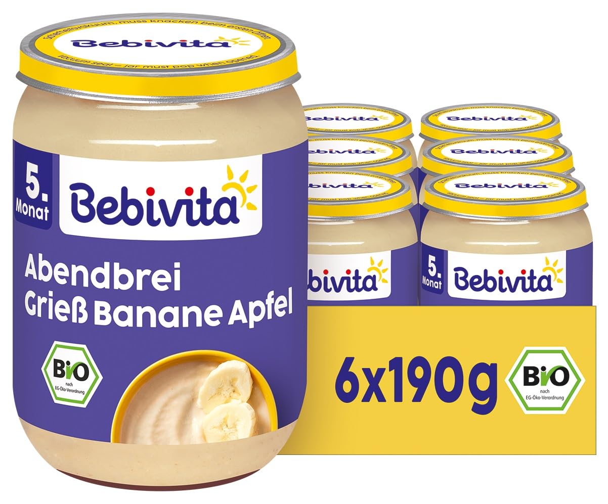 Bebivita Abendbrei Grieß-Banane-Apfel, 6er Pack (6x190g)