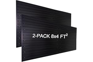 FRAYSCENT Slat Wall Paneling Garage Wall Organizer, PVC Black Slatwall Panels 2 Pack 4x8 ft Garage Tool Organizer Wall Mount Garden Storage, Slat Board Ladder Bike Rack Garage Storage & Organization Products