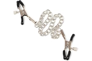 Adjustable Body Chain with Metal Nipple Rings - Non-Piercing Clips for Women, Perfect as Gifts (silver)