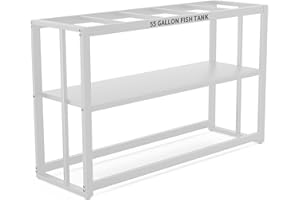 Akenow 55-75 Gallon Fish Tank Stand with Storage Shelf, 48.5 x14.9 x 29.2 Inch Aquarium Stand, Turtle Tank, Reptile Terrariums and Breeder Tank Stand,980LBS Capacity, White