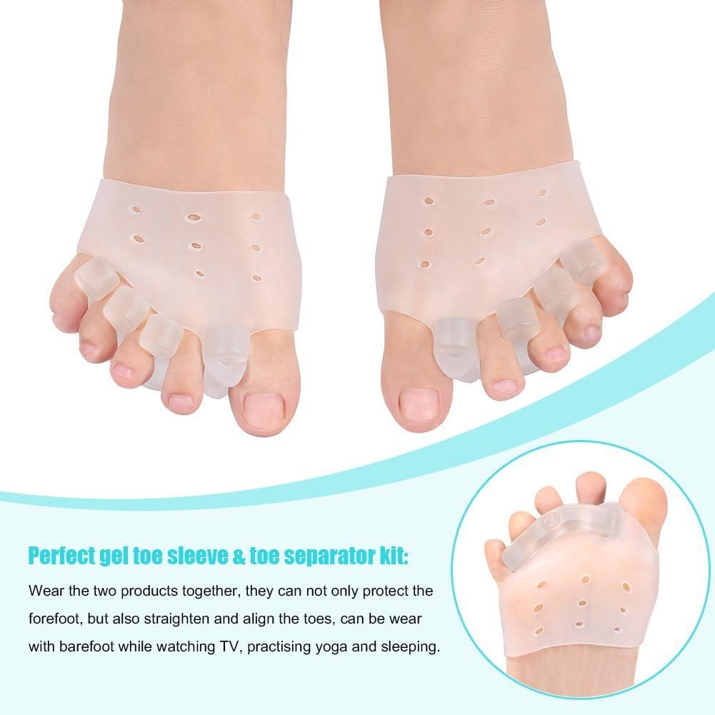 Toe Separator and Gel Bunion Pads for Hammer Toe Straightener, Crooked Toe Stretchers and Alignment, Bunion Pain Relief, Callus Blister, Hallux Valgus, Overlapping Toes Spacers, Ball of Foot Pad: Health & Personal Care