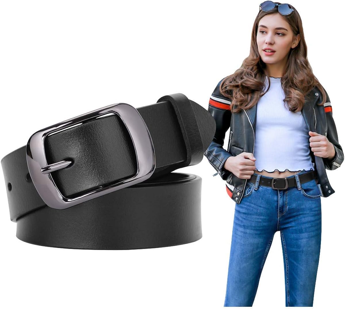 Fashion Womens Leather Belts SUOSDEY with Pin Buckle Waist Belt for Jeans Pants at  Women’s Clothing store