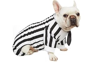 Impoosy Dog Halloween Shirts Funny Pet Clothes Puppy Halloween Costume Striped Shirts with Tie (S)
