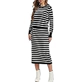 Simlakey Women's 2 Piece Skirt Sets Striped Long Sleeve Sweater and Skirt Fall Sweater Dress Knit Lounge Travel Outfits