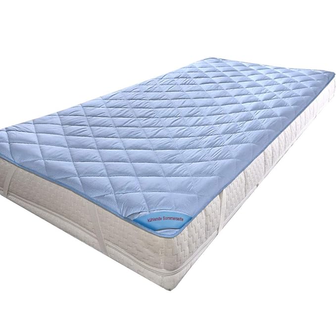 SunDeluxe Matratzenauflage 90 x 200 cm / 100 x 200 - Unterbett für Winter & Sommer - doppelseitiger Matratzenschoner wirkt kü