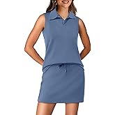 Simlakey Womens Summer 2 Piece Short Skirt Sets Tennis Outfits Casual Sleeveless Top and Athletic Skort Sweatsuits Lounge Set