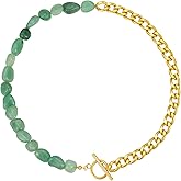 Wellike Beaded Necklaces For Women Dainty Healing Crystal Handmade Gold Choker Necklace 18k Gold Plated Necklaces Natural Stone Gemstone Beach Jewelry