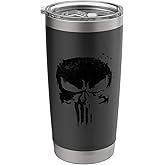Marvel The Punisher Black Ink Splatter Skull Logo Stainless Steel Insulated Tumbler