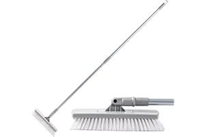 Versatile Floor Scrubber with Long Handle and Swivel Head for Easy and Effective Cleaning - Grey