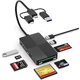SD TF MS CF XD Card Reader with 3 USB Ports - 8 in 1 Multi Memory Card Reader Working Simultaneously Memory Stick pro Duo Adapter Supports Micro SD/SDHC/XD Picture Cards for iPhone 17/16/15/14/13