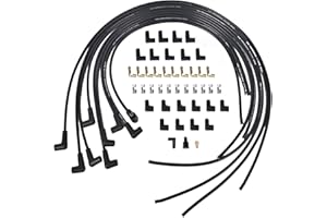 RLP HEI Universal Spark Plug Wire Set 8mm with Black Silicone Jacket and 90 Degree Boots Replaces MSD 5553