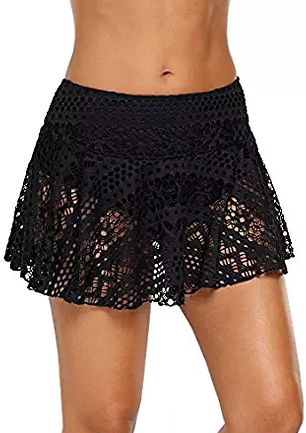 Momodani Women's Lace Crochet Skirted Bikini Bottom Swimsuit Shorts Skort Flattering Swimdress
